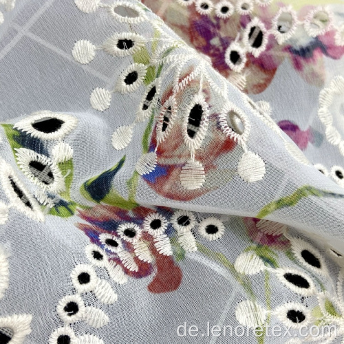 100% Polyester gewebt Blumendruck Chiffon Stickerei Stoff